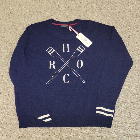 Vineyard Vines Limited Edition HOCR oars Intarsia Crew Neck Cashmere Mens Large - Picture 1 of 6